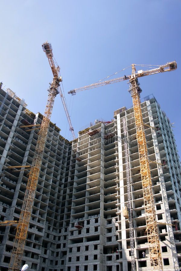 Industrial construction site foundation steel works